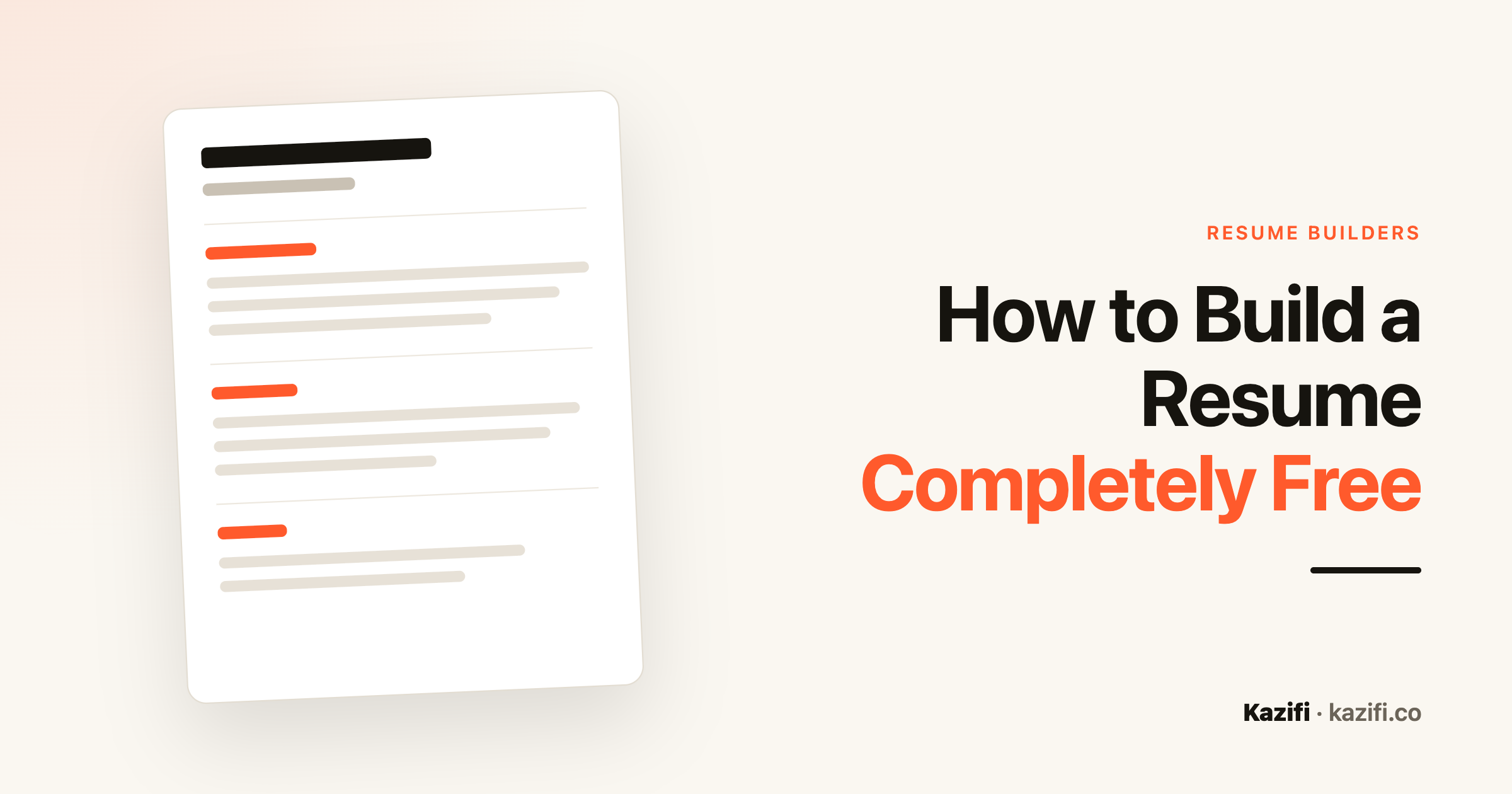 Kazifi guide card: building a resume completely free